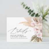 Palmblad pampas gras natuurlijke roze bruiloft RSVP kaartje (Staand voorkant)