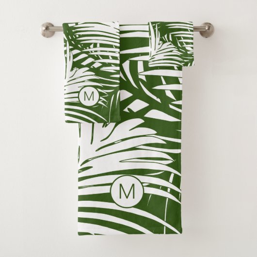 Palmblad patroon Moderne tropen monogram Bad Handdoek (Insitu)