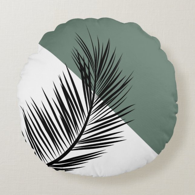 Palmblad Rond Kussen (Voorkant)