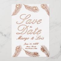 Palmblad Save the Date Gedrukt Folie Uitnodiging