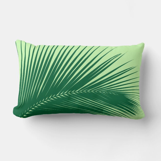 Palmblad - smaragd en kalkgroen kussen (Voorkant)