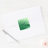Palmblad - smaragd en kalkgroen vierkante sticker (Envelop)