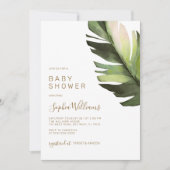 Palmblad Tropisch bloemmodern Baby shower Kaart (Voorkant)