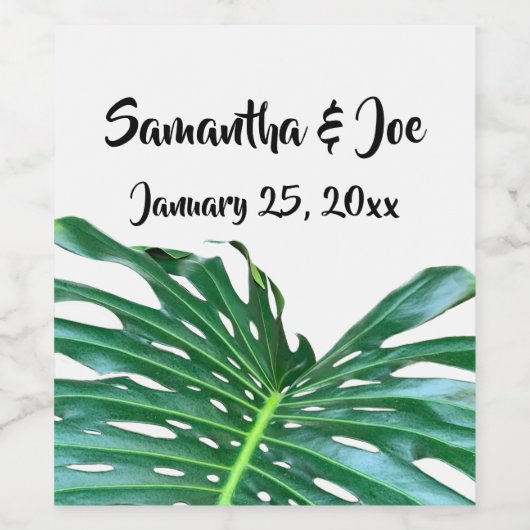 Palmblad, tropisch gebladerte, jungle regenwoud wijn etiket (Enkel label)