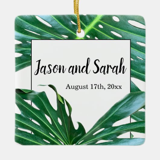 Palmblad, tropisch gebladerte, oerwoud regenwoud keramisch ornament (Voorkant)