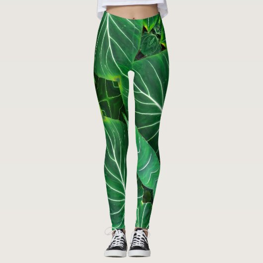 Palmblad, tropisch gebladerte, oerwoud regenwoud leggings (Voorkant)