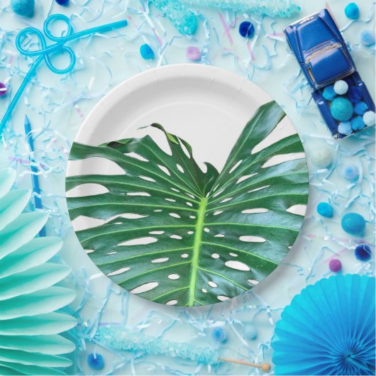 Palmblad, tropisch gebladerte, oerwoud regenwoud papieren bordje (Feest)