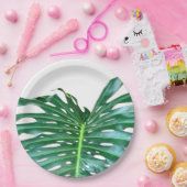 Palmblad, tropisch gebladerte, oerwoud regenwoud papieren bordje (Feest)