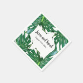 Palmblad, tropisch gebladerte, oerwoud regenwoud servet (Hoek)