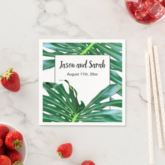 Palmblad, tropisch gebladerte, oerwoud regenwoud servet (Insitu)