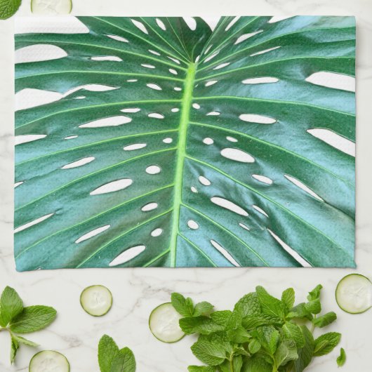 Palmblad, tropisch gebladerte, oerwoud regenwoud theedoek (Gevouwen)
