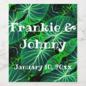 Palmblad, tropisch gebladerte, oerwoud regenwoud wijn etiket (Enkel label)