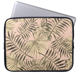 Palmblad tropisch goud roze laptop sleeve