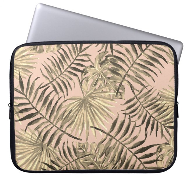 Palmblad tropisch goud roze laptop sleeve (Voorkant)