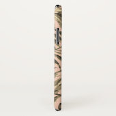 Palmblad tropisch roze perzik goud monogram Case-Mate iPhone case (Achterkant / rechts)