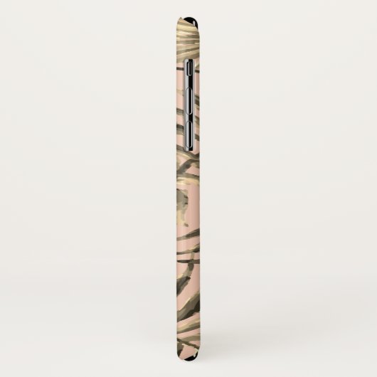 Palmblad tropisch roze perzik gouden monogram Case-Mate iPhone case (Achterkant/links)