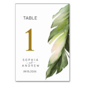 Palmblad Tropische Bloemen Bruiloft Tafel Nummers  Kaart (Achterkant)
