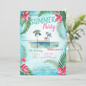 Palmblad, tropische bloemen, eiland verjaardagsfee kaart (Staand voorkant)