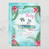 Palmblad, tropische bloemen, eiland verjaardagsfee kaart (Voorkant / Achterkant)