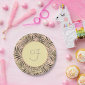 Palmblad tropische perzik en goud papieren bordje (Feest)