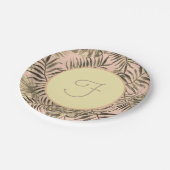 Palmblad tropische perzik en goud papieren bordje (Gekanteld)