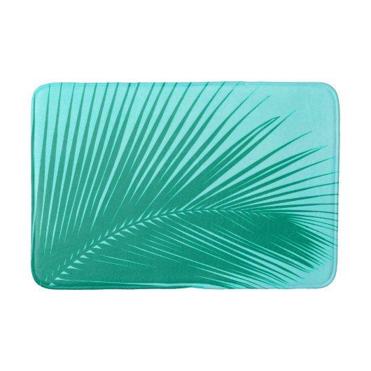 Palmblad - Turquoise en aqua Badmat (Voorkant)