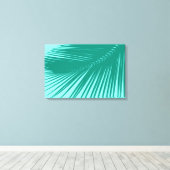 Palmblad - Turquoise en Aqua Canvas Afdruk (Insitu (Houten vloer))