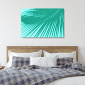 Palmblad - Turquoise en Aqua Canvas Afdruk (Insitu (Slaapkamer))