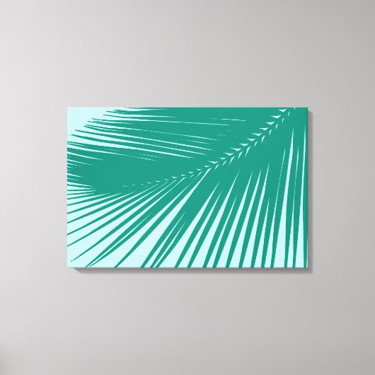 Palmblad - Turquoise en Aqua Canvas Afdruk (Voorkant)