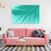 Palmblad - Turquoise en Aqua Canvas Afdruk (Insitu (Woonkamer))
