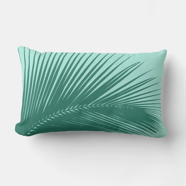 Palmblad - Turquoise en aqua Kussen (Voorkant)