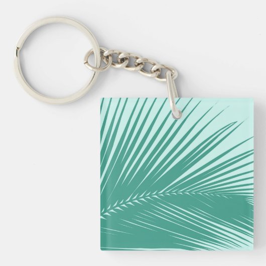 Palmblad - Turquoise en aqua Sleutelhanger (Voorkant)