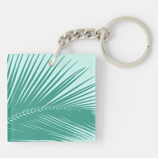 Palmblad - Turquoise en aqua Sleutelhanger (Achterkant)