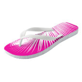 Palmblad - wit op fuchsia roze teenslippers (Schuin)