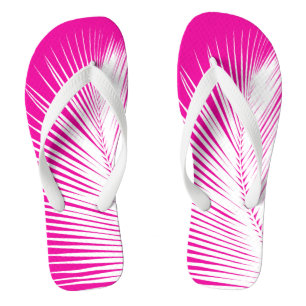 Palmblad - wit op fuchsia roze teenslippers
