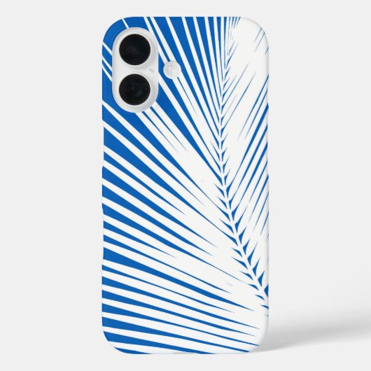 Palmblad - wit op kobaltblauw Case-Mate iPhone case (Achterkant)
