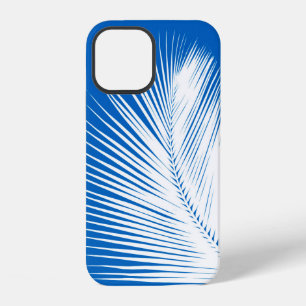 Palmblad - wit op kobaltblauw iPhone 12 hoesje
