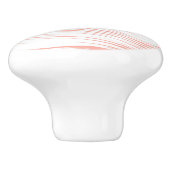 Palmblad - wit op koraalroze keramische knop (Zijkant)