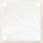 Palmblad - wit op taupettan glazen onderzetter (Achterkant)