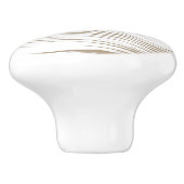 Palmblad - wit op taupettan keramische knop (Zijkant)