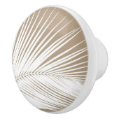 Palmblad - wit op taupettan keramische knop (Rechts)