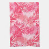 Palmbladafdrukken, Fuchsia, koraal- en pastroze Theedoek (Verticaal)