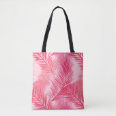 Palmbladafdrukken, Fuchsia, koraal- en pastroze Tote Bag (Voorkant)