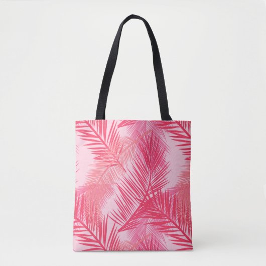 Palmbladafdrukken, Fuchsia, koraal- en pastroze Tote Bag (Voorkant)