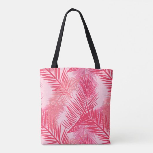 Palmbladafdrukken, Fuchsia, koraal- en pastroze Tote Bag (Achterkant)