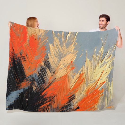 Palmbladeren – Abstracte Tropische Beweging Fleece Deken (In situ)