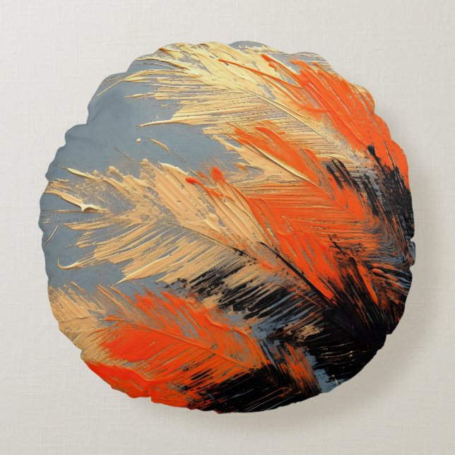 Palmbladeren – Abstracte Tropische Beweging Rond Kussen (Voorkant)
