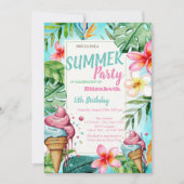 Palmbladeren bloemen, ijs Verjaardag Kaart (Voorkant)