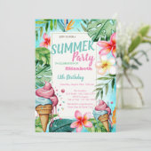 Palmbladeren bloemen, ijs Verjaardag Kaart (Staand voorkant)