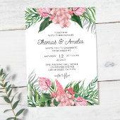 Palmbladeren bloesem | Moderne tropische bruiloft Kaart